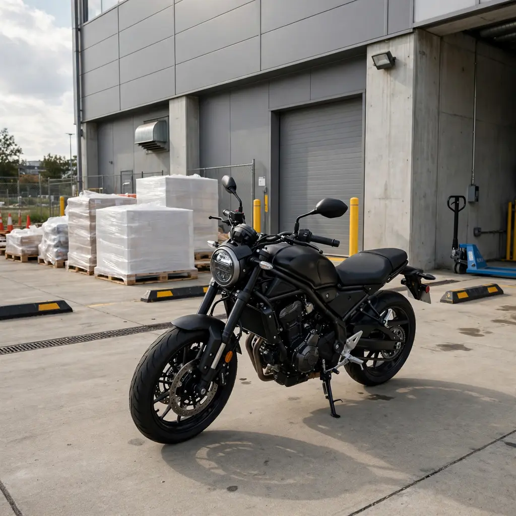 Black Motorcycle Ready For Transport